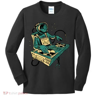 Astronaut Djing Space Kids Long Sleeve Shirt
