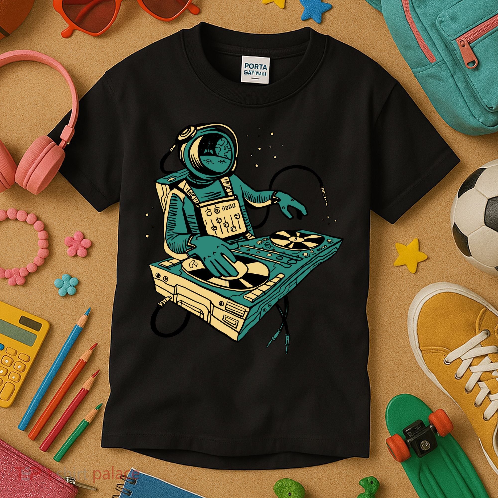 Astronaut Djing Space Kids T-Shirt