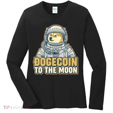 Astronaut Dogecoin To The Moon Crypto Women's Long Sleeve Shirt