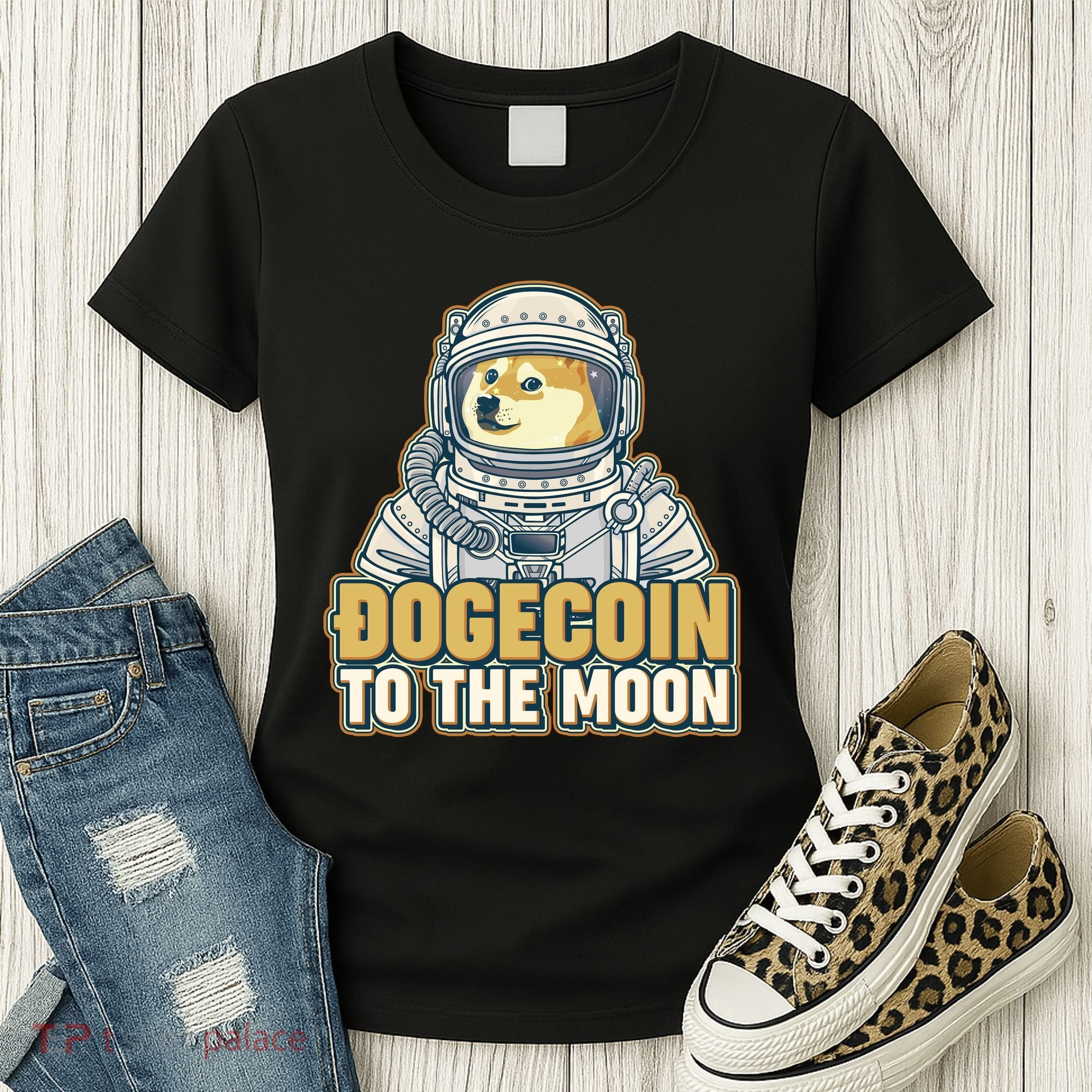Astronaut Dogecoin To The Moon Crypto Women's T-Shirt