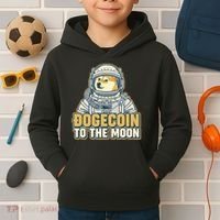 Astronaut Dogecoin To The Moon Crypto Kids Hoodie thumb 2