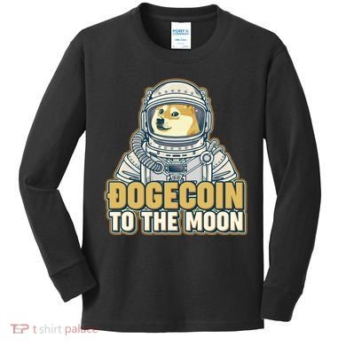 Astronaut Dogecoin To The Moon Crypto Kids Long Sleeve Shirt