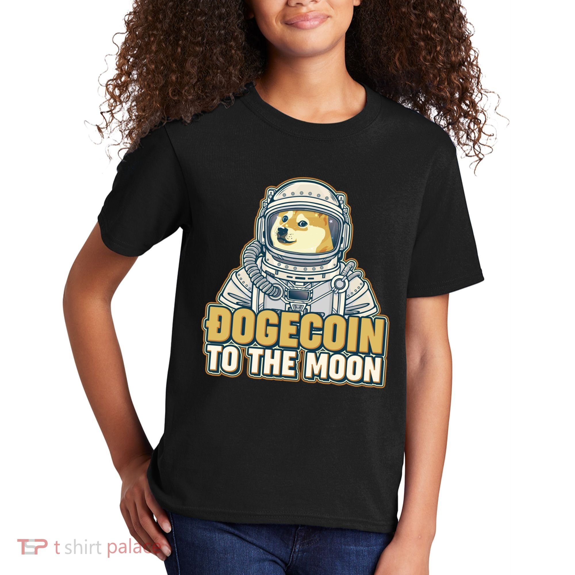 Astronaut Dogecoin To The Moon Crypto Kids T-Shirt