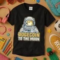 Astronaut Dogecoin To The Moon Crypto Kids T-Shirt thumb 3