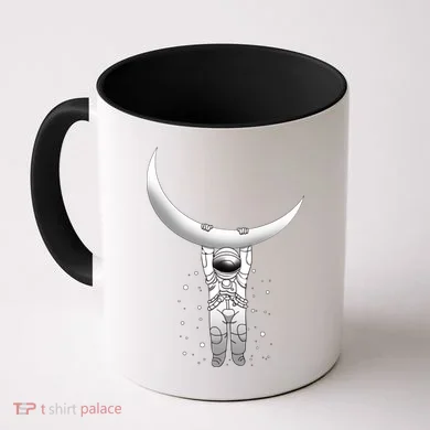 Astronaut Hanging From The Moon Coffee Mug