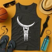 Astronaut Hanging From The Moon Tank Top thumb 4