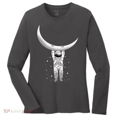 Astronaut Hanging From The Moon Women's Long Sleeve Shirt