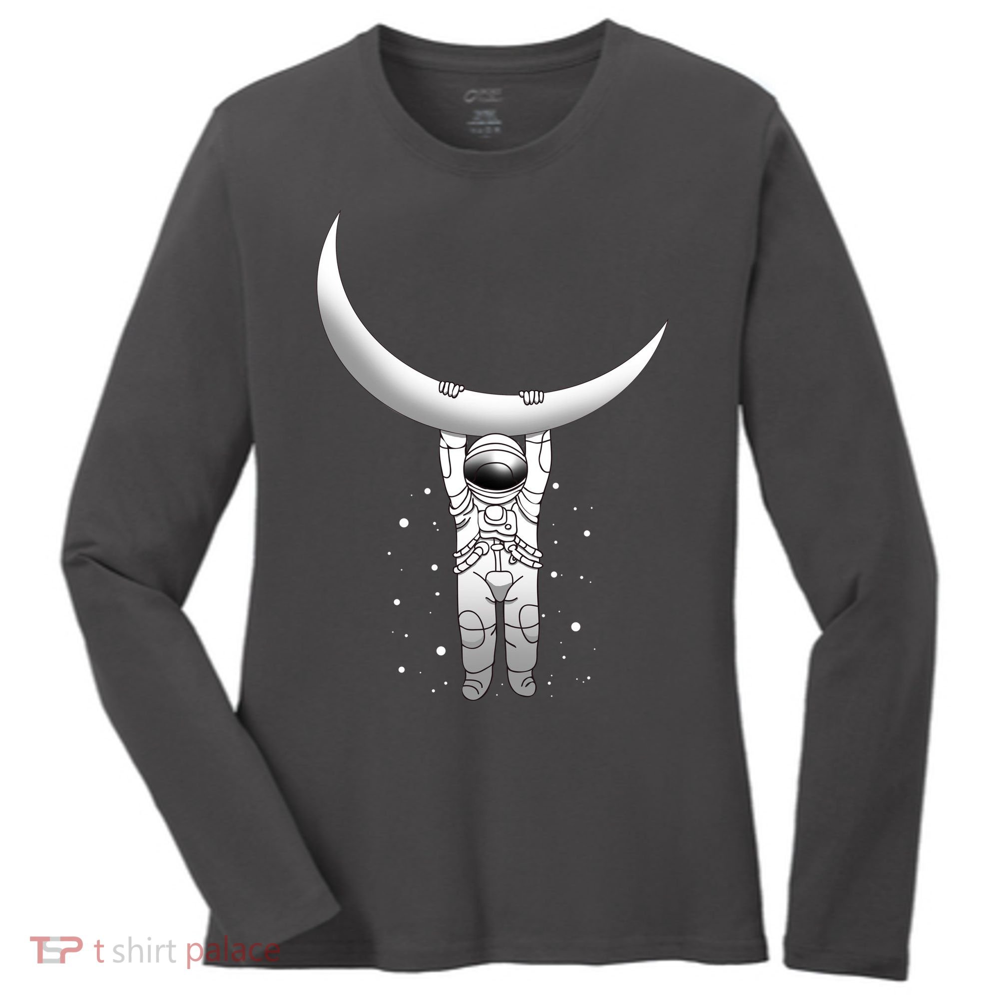 Astronaut Hanging From The Moon Women's Long Sleeve Shirt
