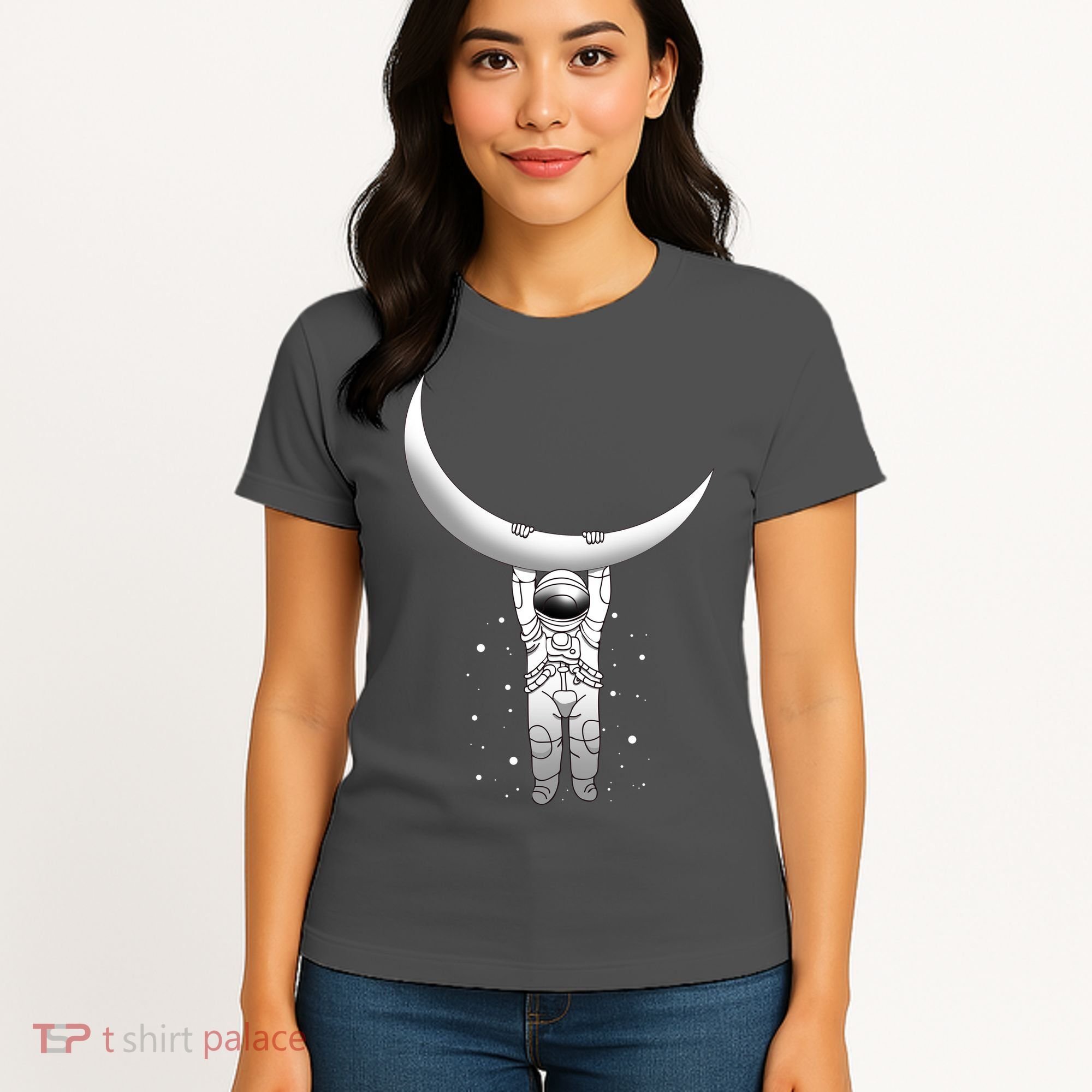 Astronaut Hanging From The Moon Women's T-Shirt