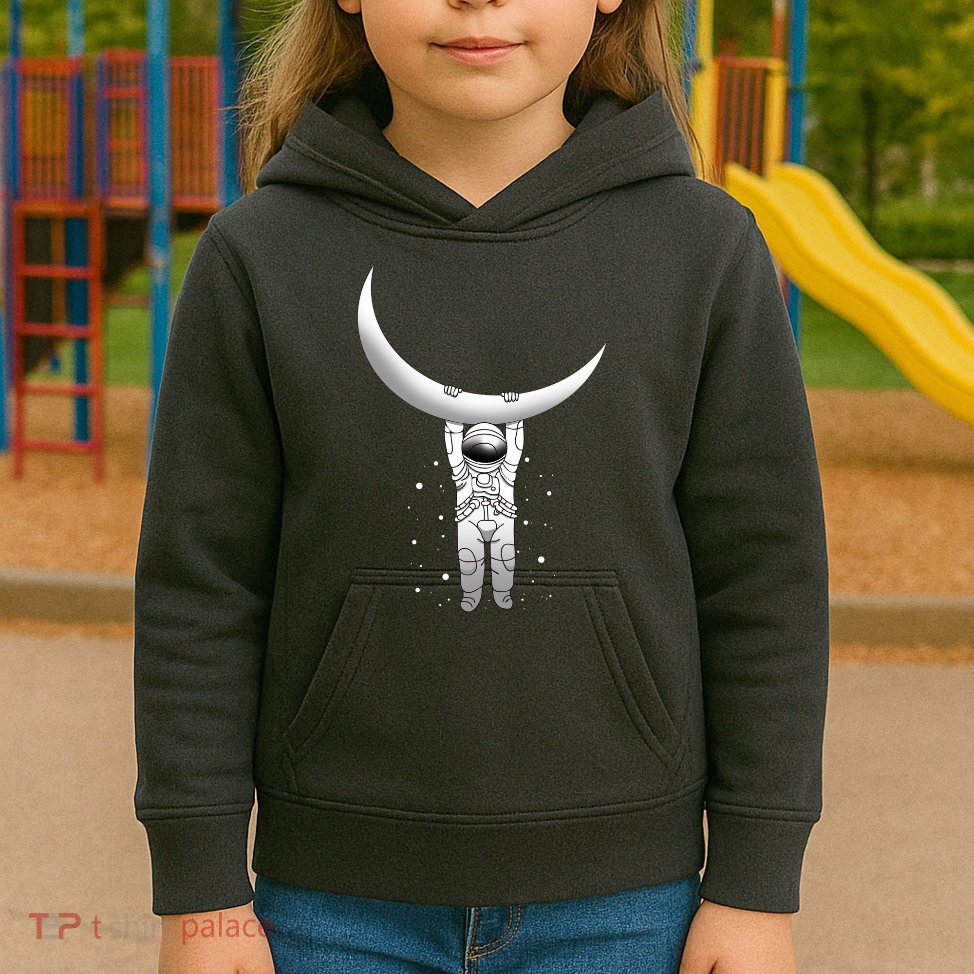 Astronaut Hanging From The Moon Kids Hoodie