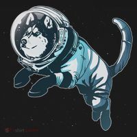 Astronaut Husky Dog Space USA-Made Doggie Bandana thumb 2