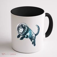Astronaut Husky Dog Space Coffee Mug thumb 1