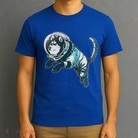 Astronaut Husky Dog Space T-Shirt thumb 3