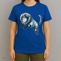 Astronaut Husky Dog Space T-Shirt thumb 4