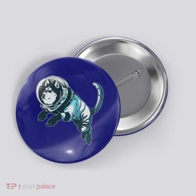 Astronaut Husky Dog Space Button