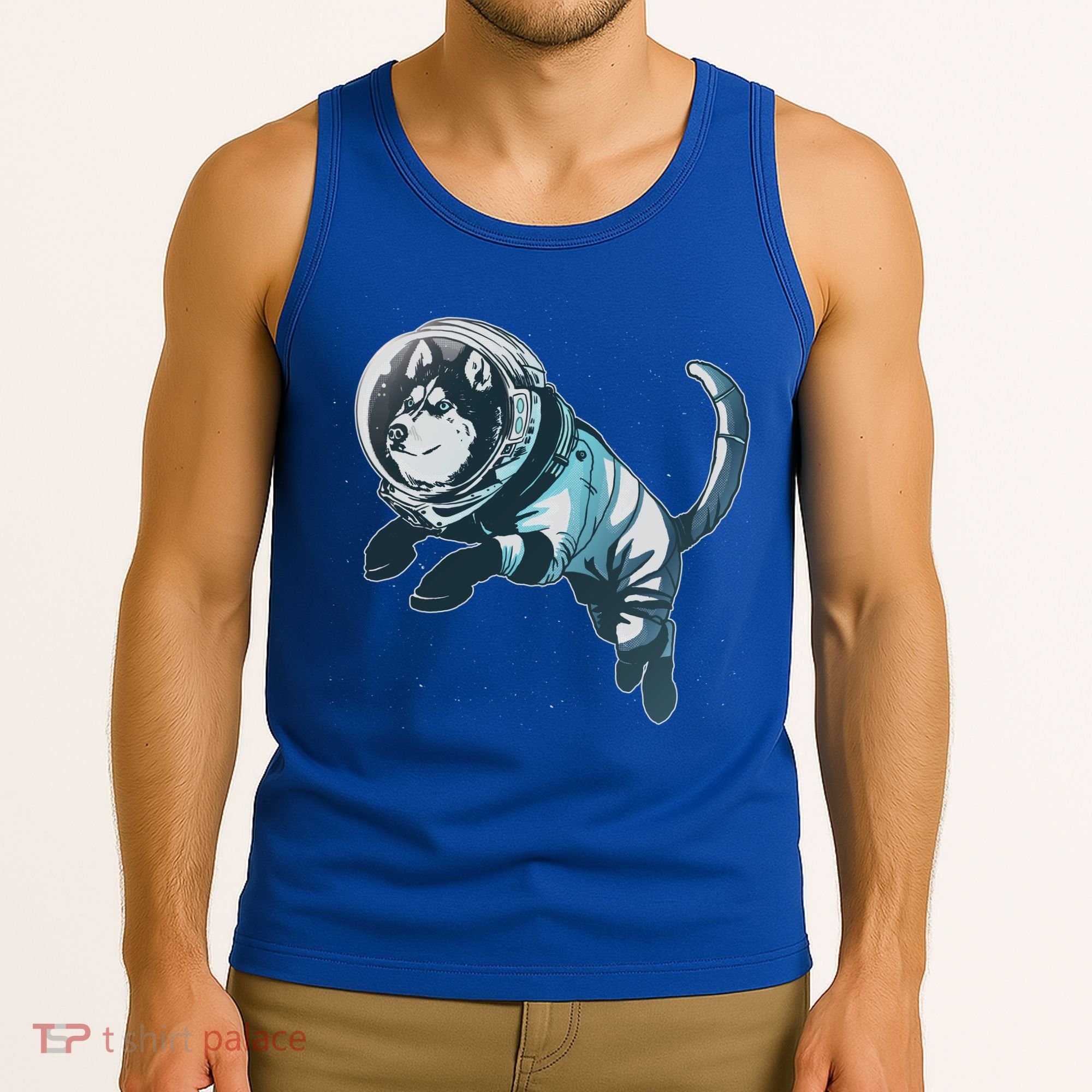 Astronaut Husky Dog Space Tank Top