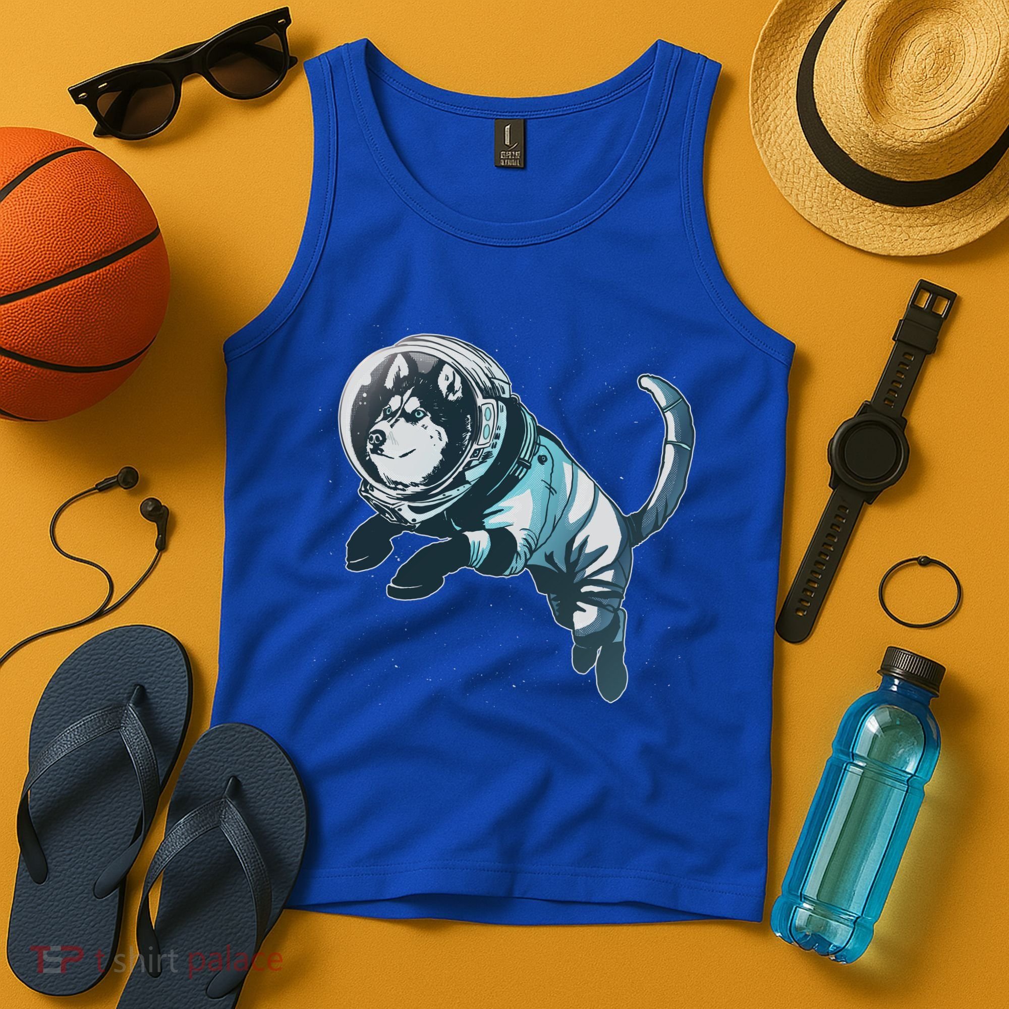 Astronaut Husky Dog Space Tank Top