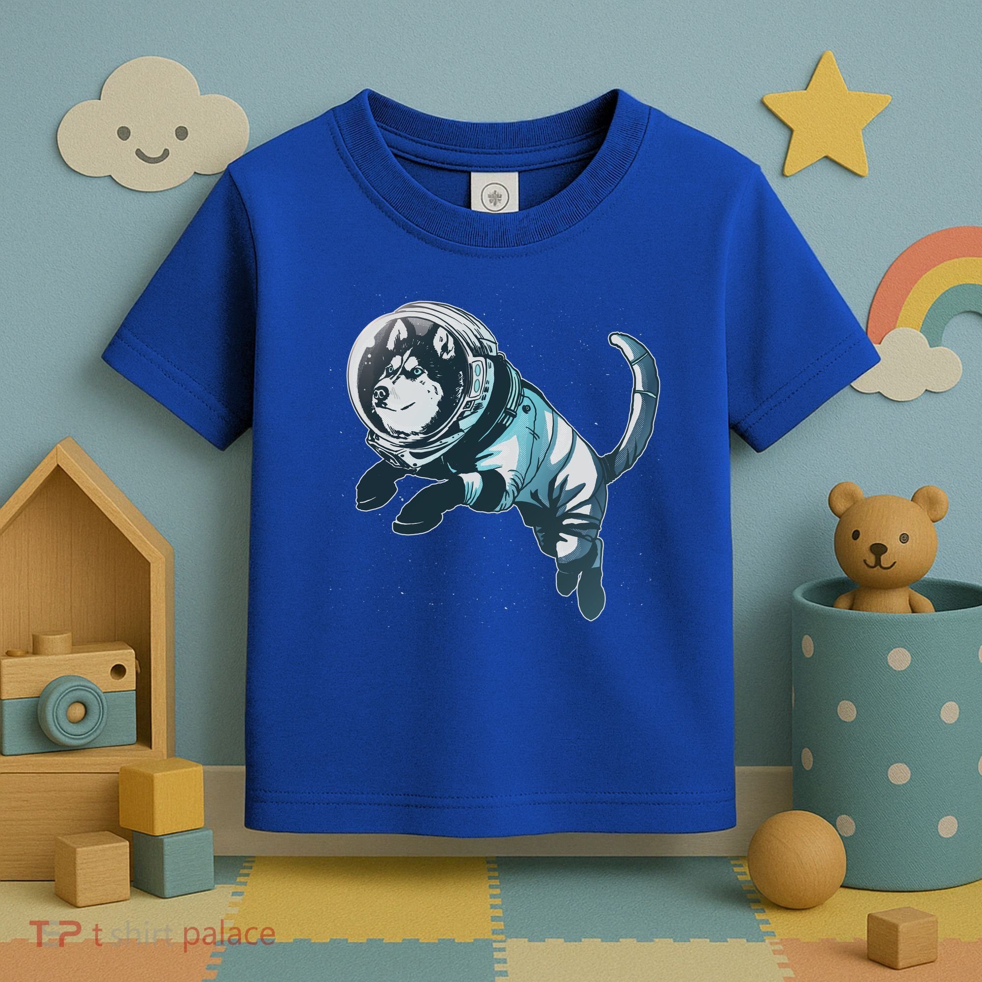Astronaut Husky Dog Space Toddler T-Shirt