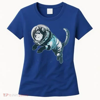 Astronaut Husky Dog Space Women's T-Shirt
