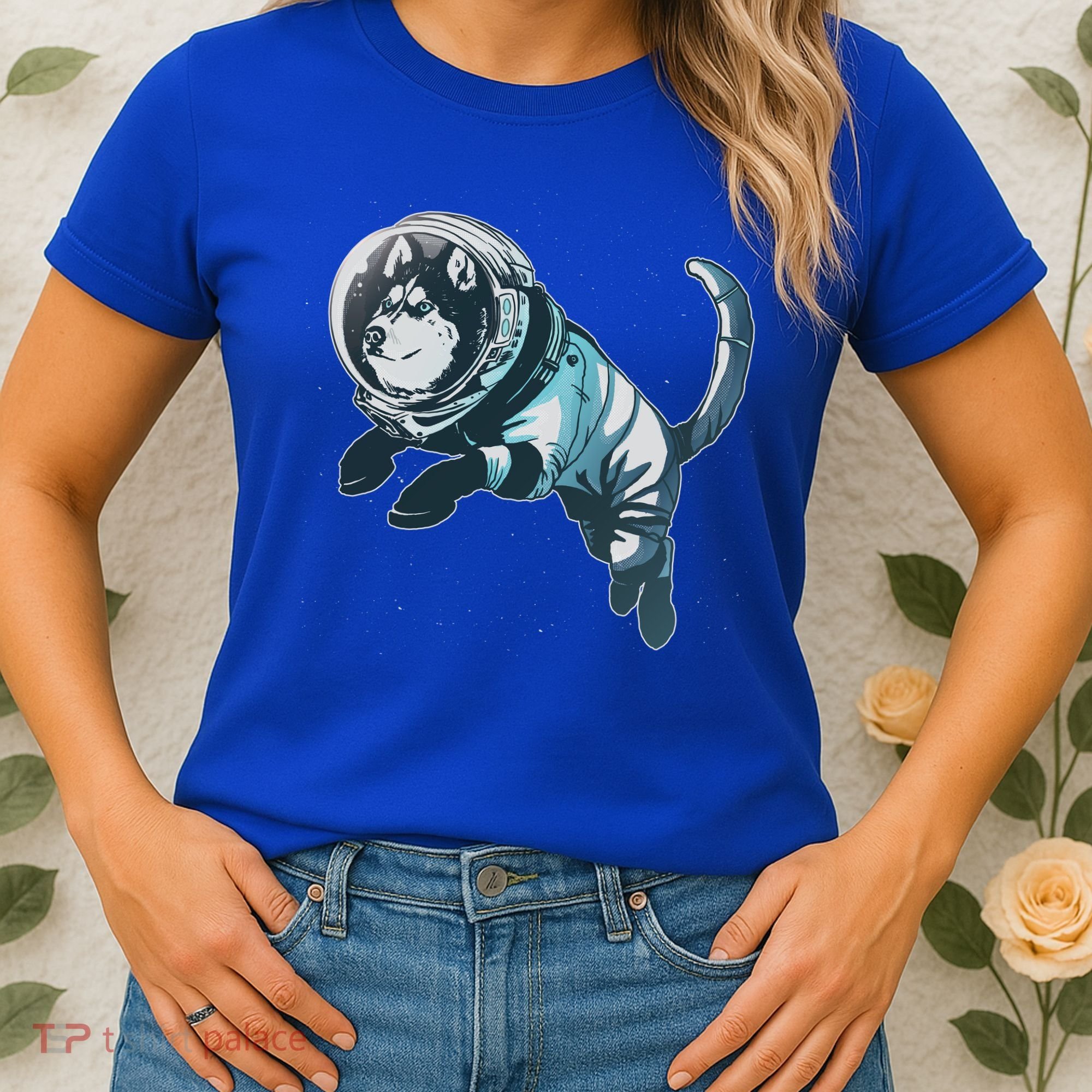 Astronaut Husky Dog Space Women's T-Shirt