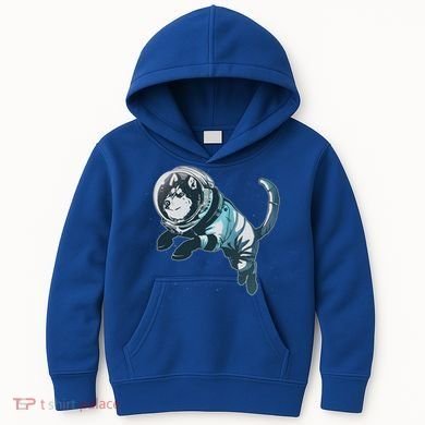 Astronaut Husky Dog Space Kids Hoodie