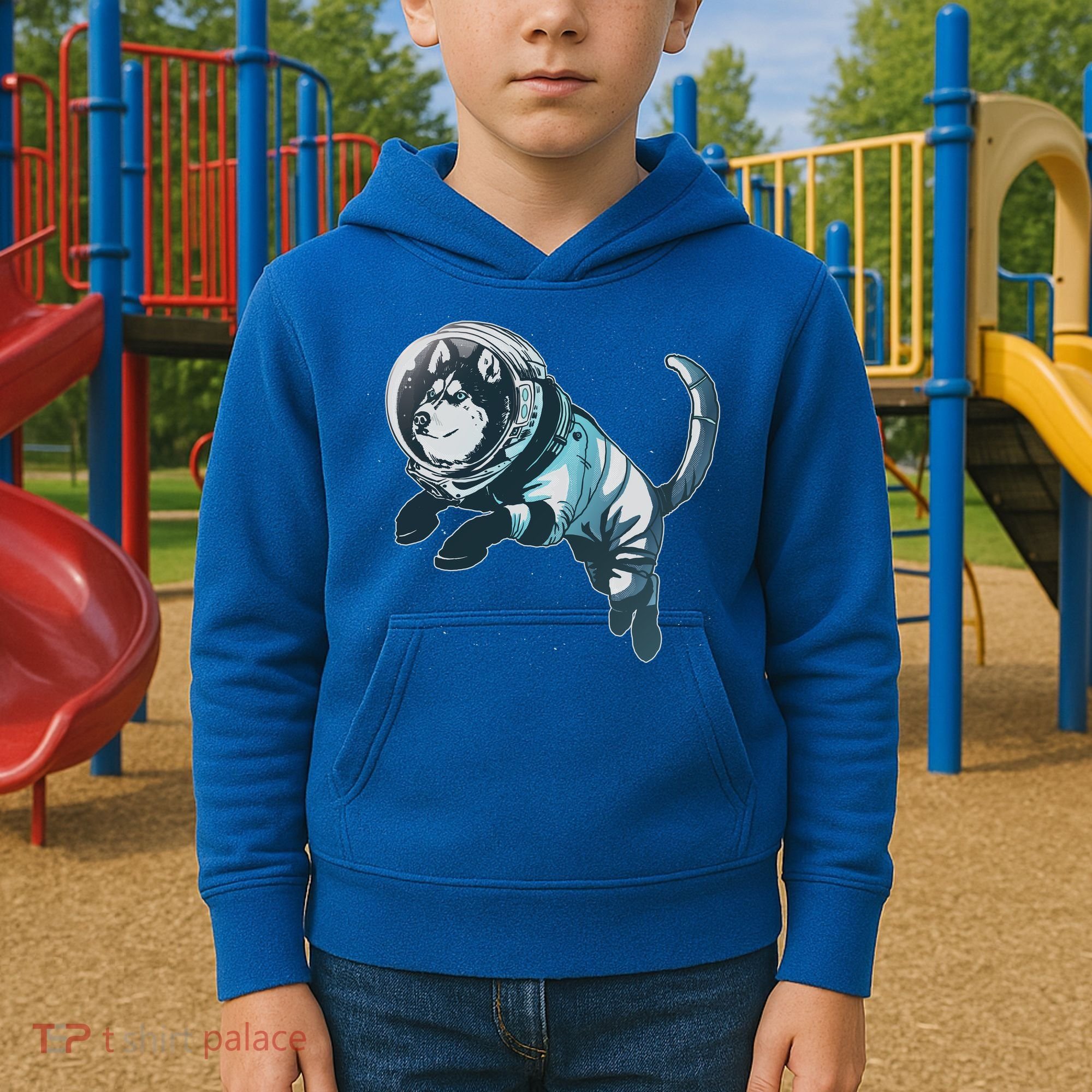 Astronaut Husky Dog Space Kids Hoodie