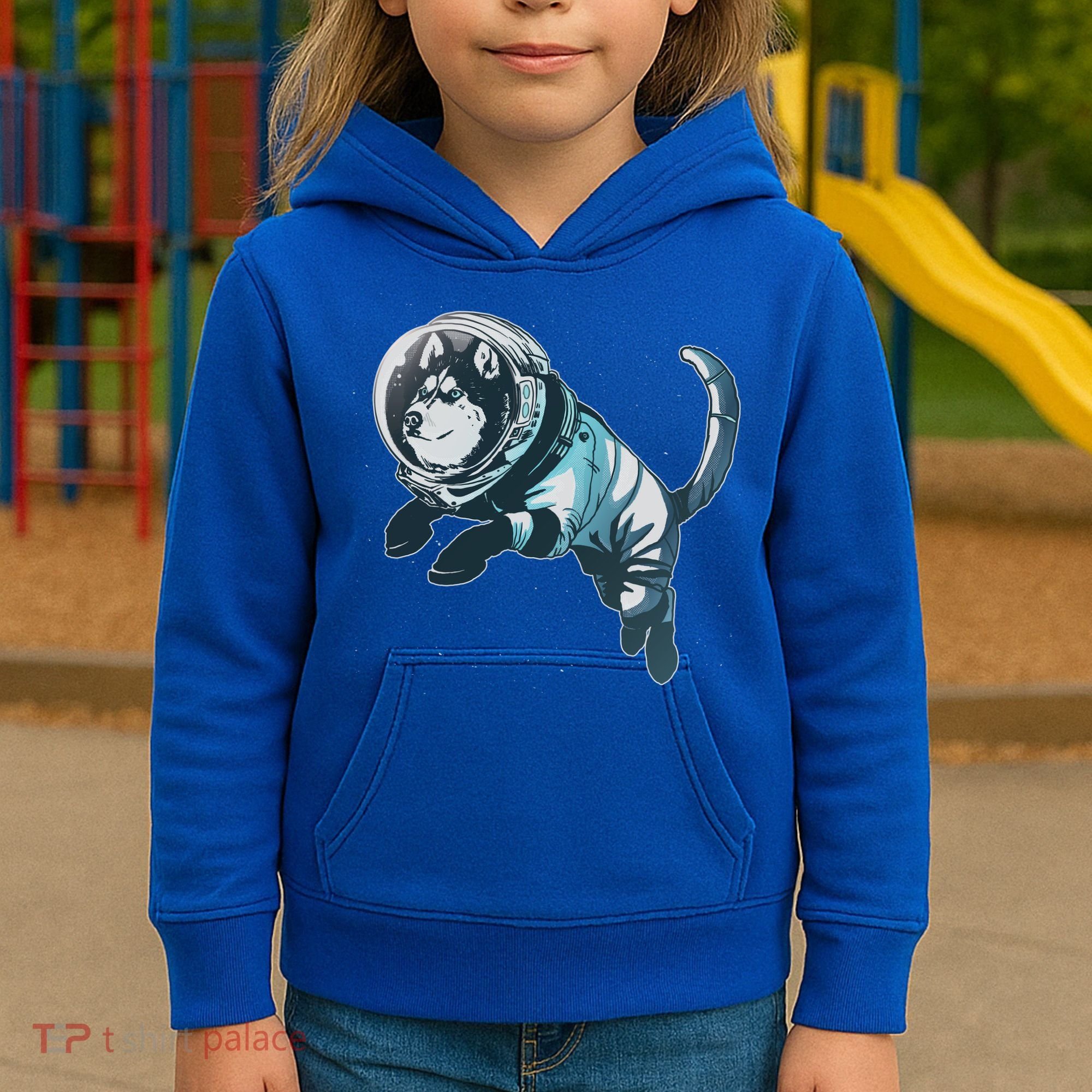 Astronaut Husky Dog Space Kids Hoodie