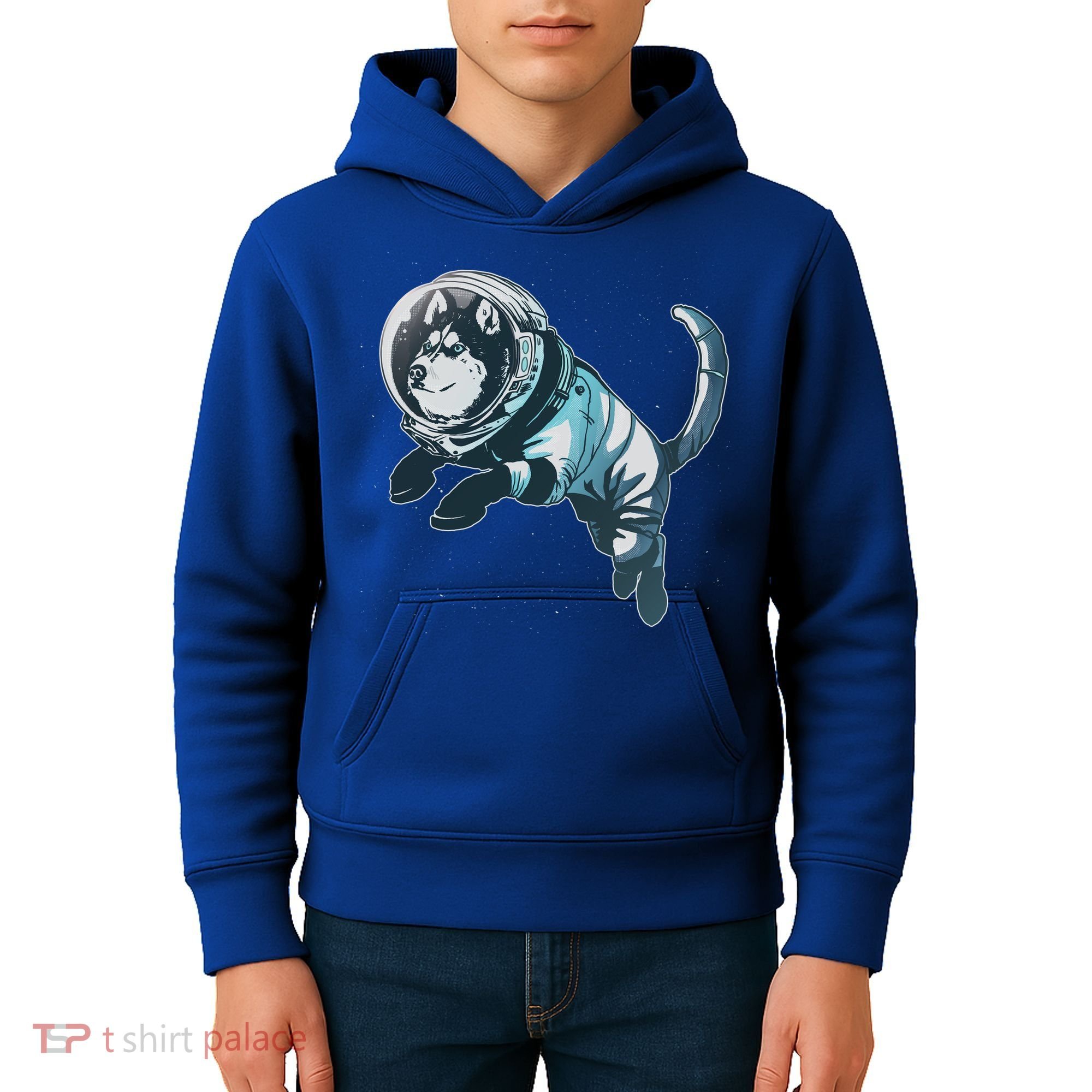 Astronaut Husky Dog Space Kids Hoodie