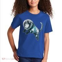 Astronaut Husky Dog Space Kids T-Shirt thumb 2