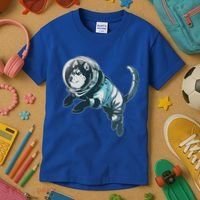 Astronaut Husky Dog Space Kids T-Shirt thumb 3