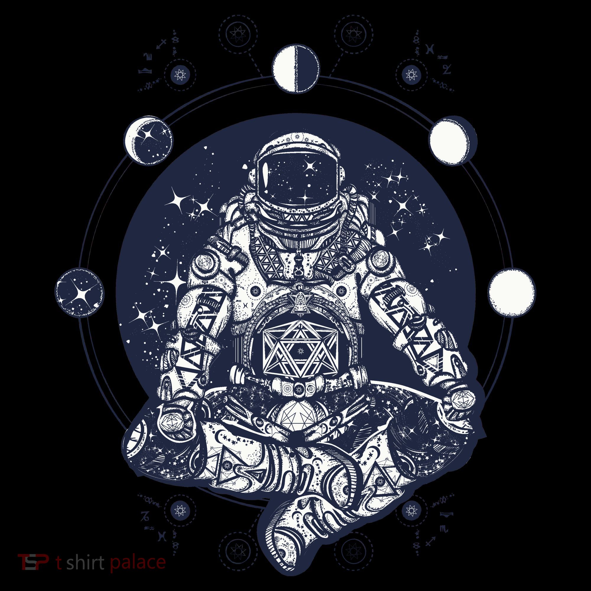 Astronaut in the lotus position Button