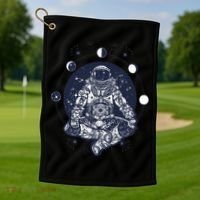 Astronaut in the lotus position Golf Towel thumb 1