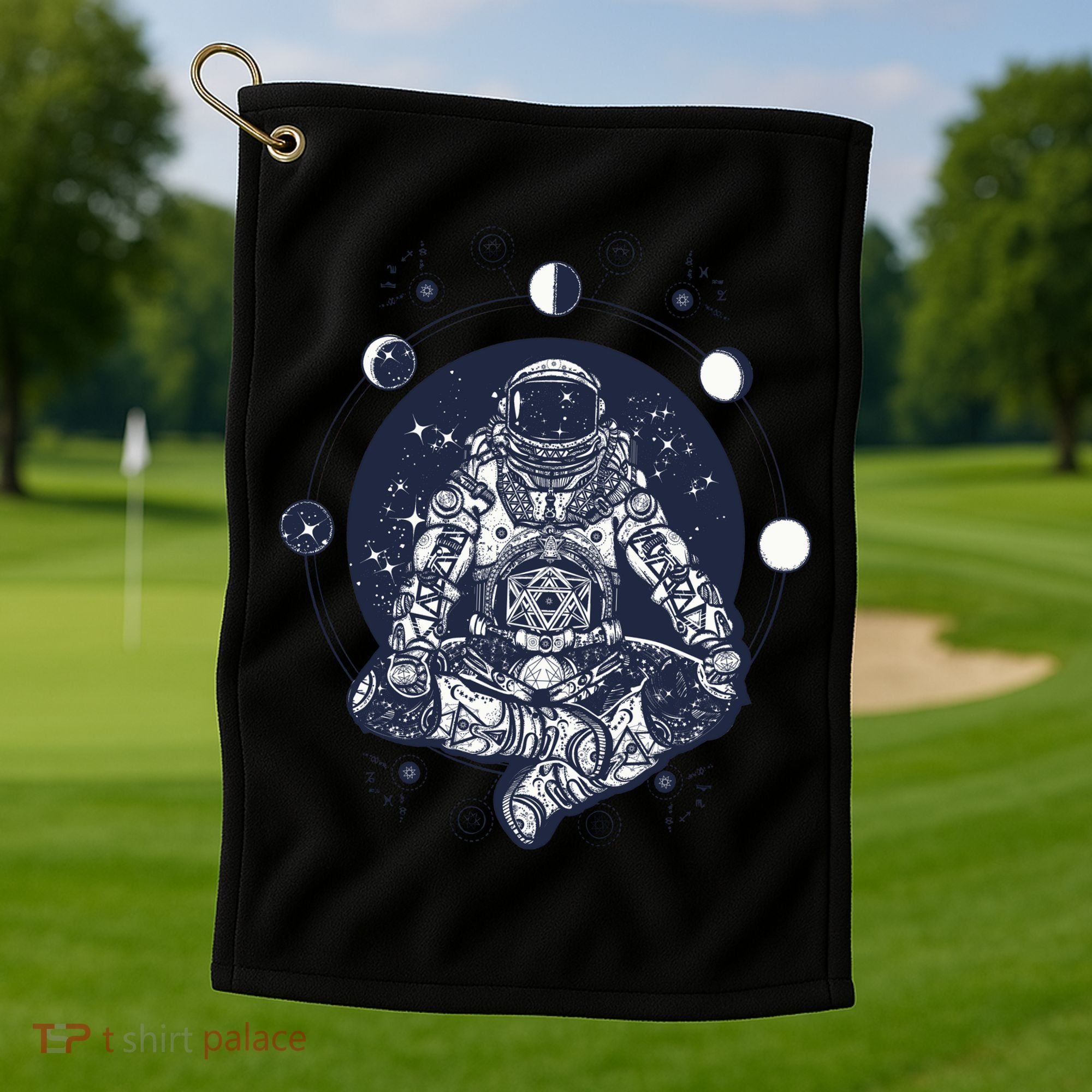 Astronaut in the lotus position Golf Towel