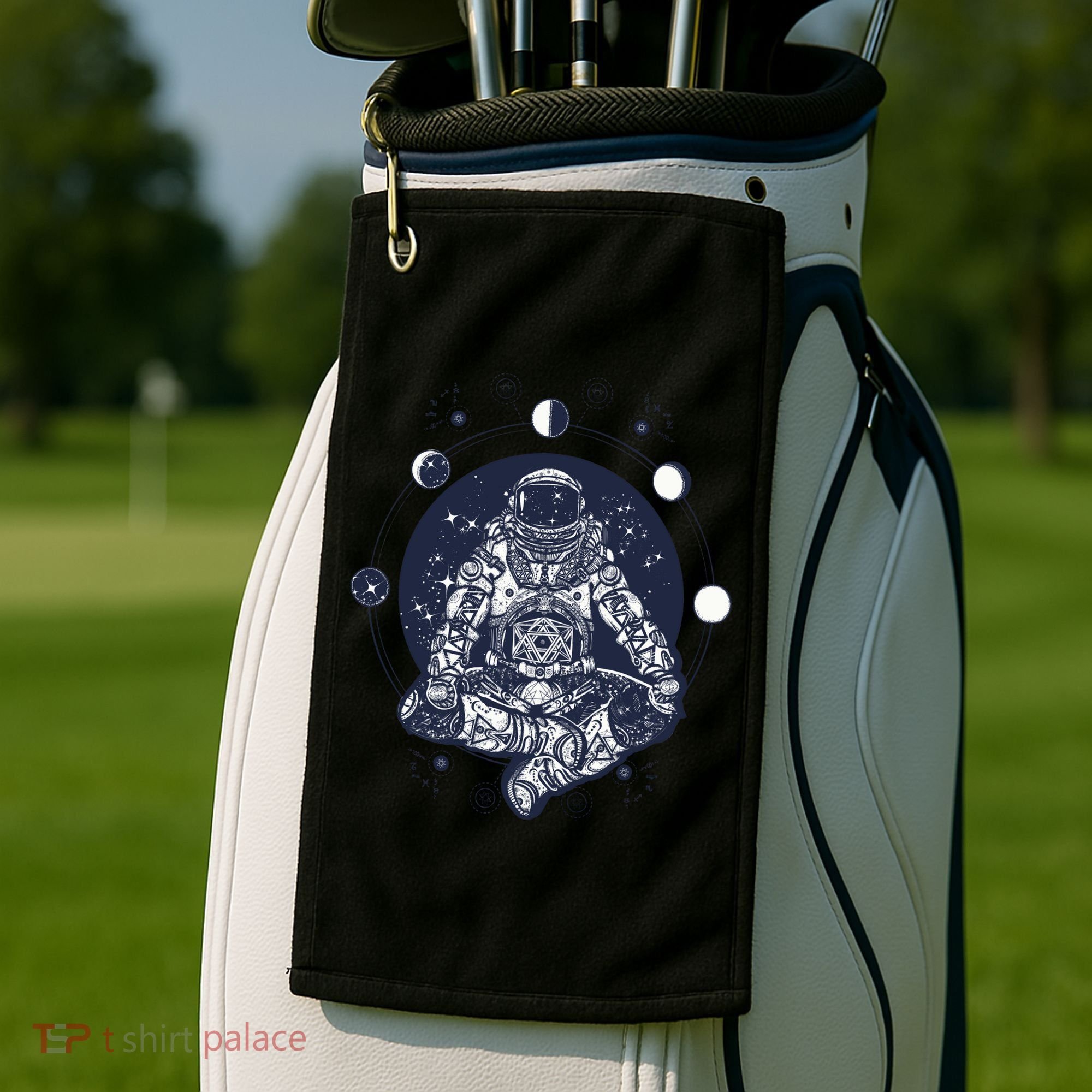 Astronaut in the lotus position Golf Towel