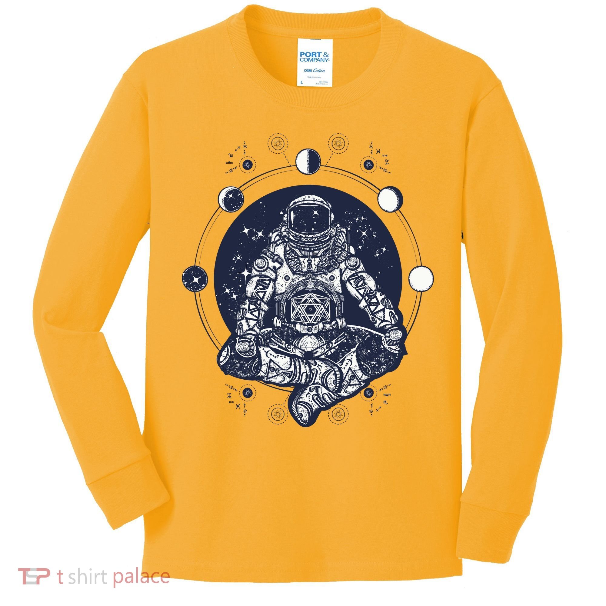 Astronaut in the lotus position Kids Long Sleeve Shirt