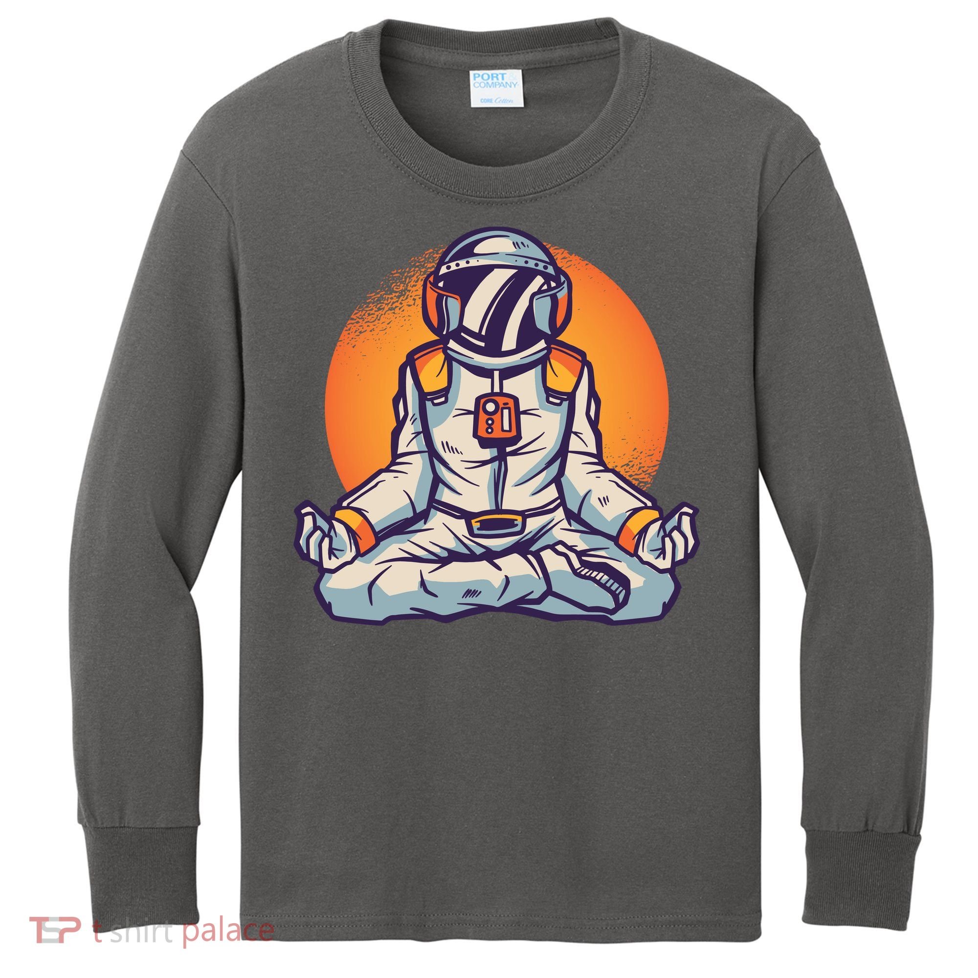 Astronaut Meditating Kids Long Sleeve Shirt
