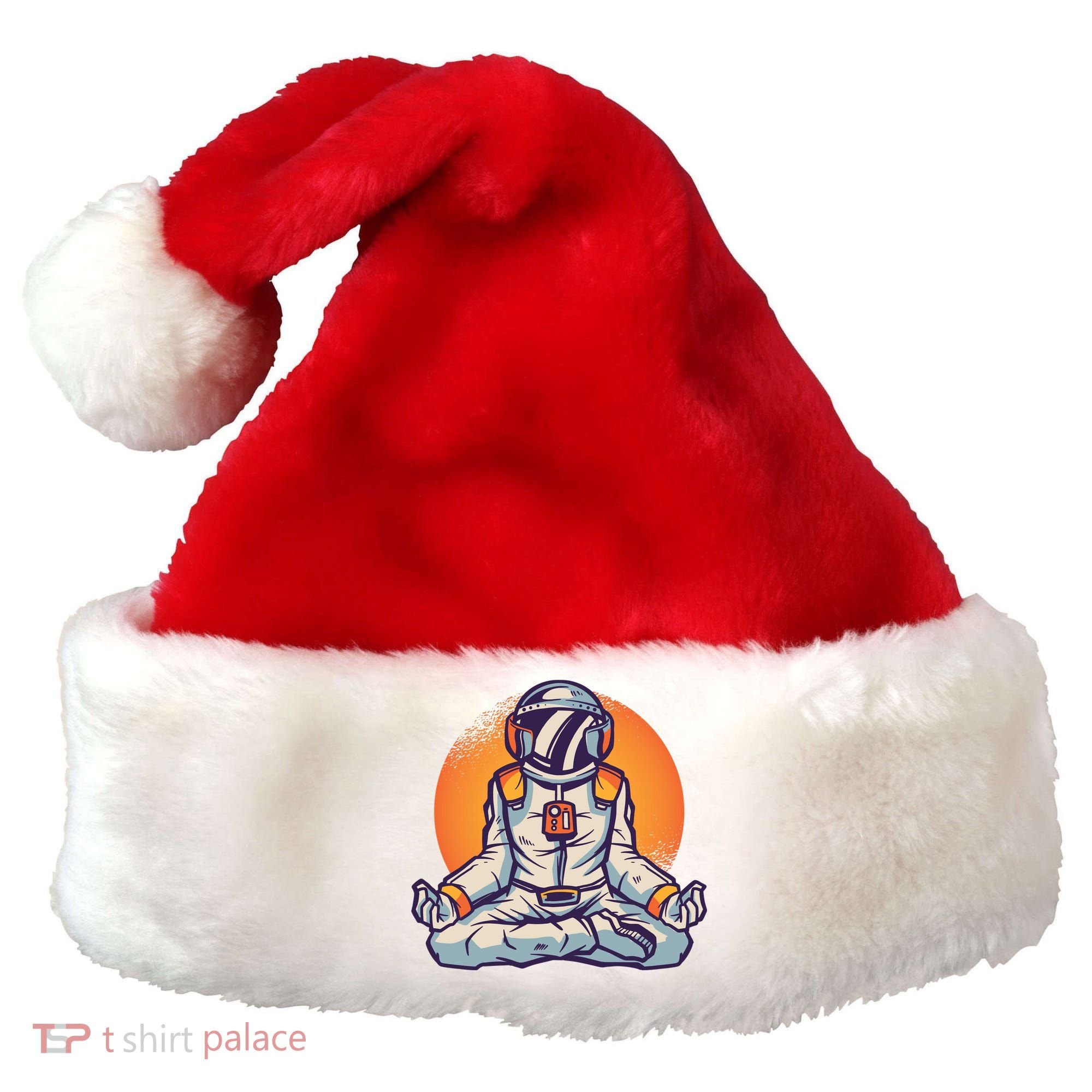 Astronaut Meditating Santa Hat