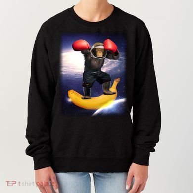 Astronaut Monkey Boxing In Space Women's Sweatshirt