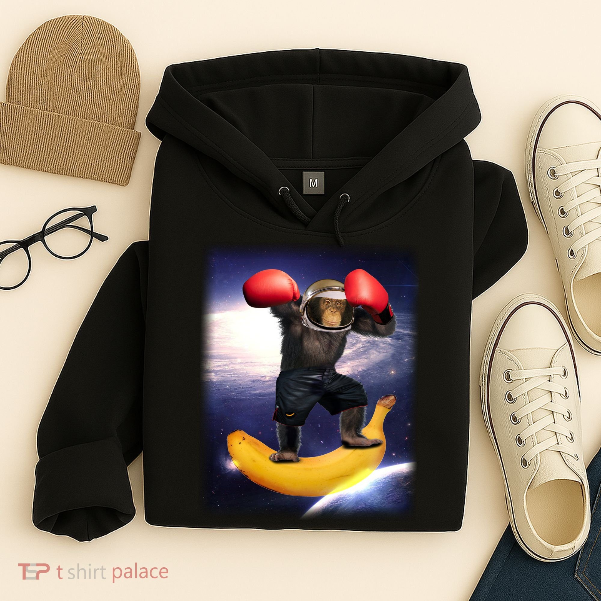 Astronaut Monkey Boxing In Space Hoodie