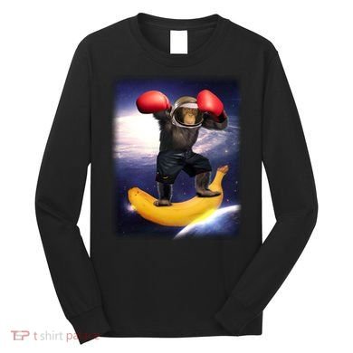 Astronaut Monkey Boxing In Space Long Sleeve Shirt