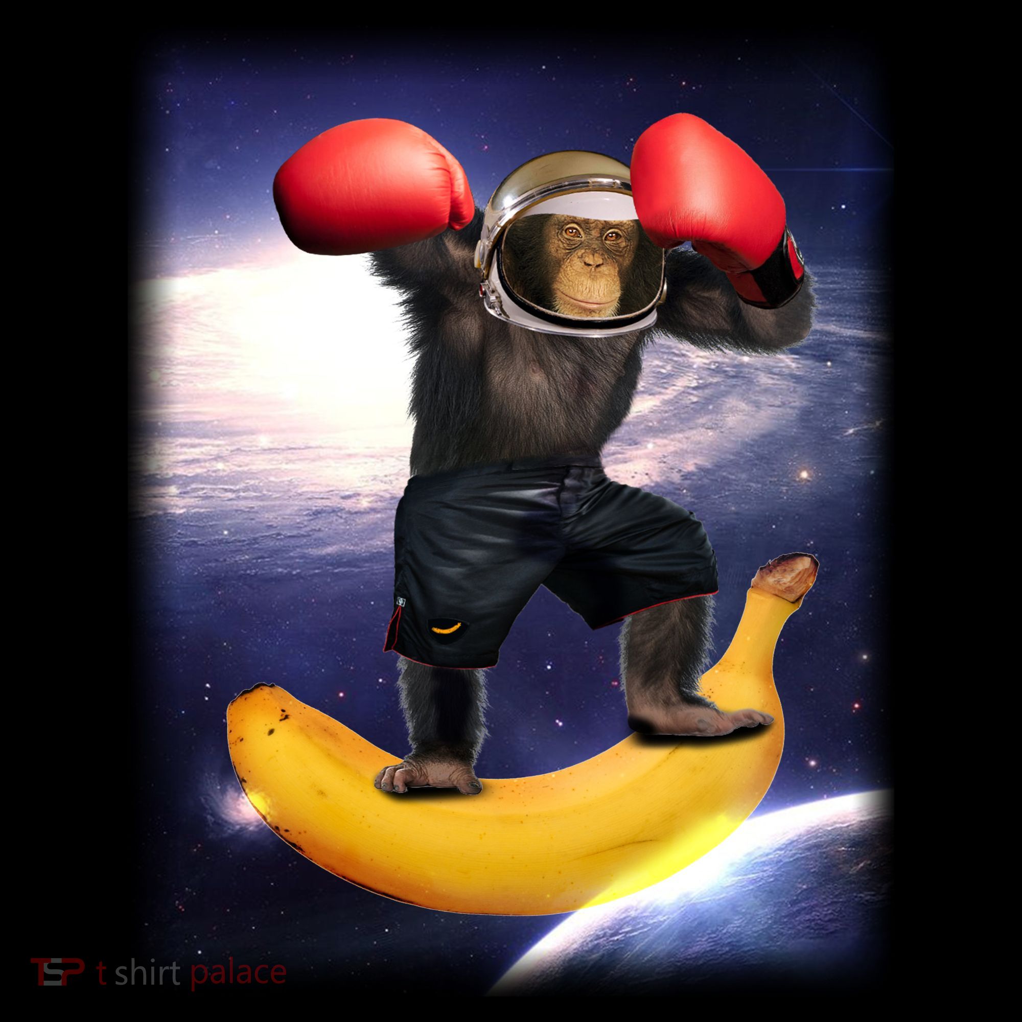 Astronaut Monkey Boxing In Space T-Shirt