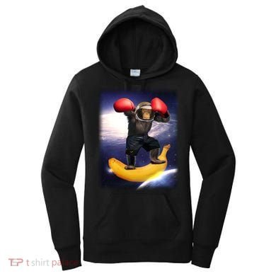Astronaut Monkey Boxing In Space Women's Hoodie