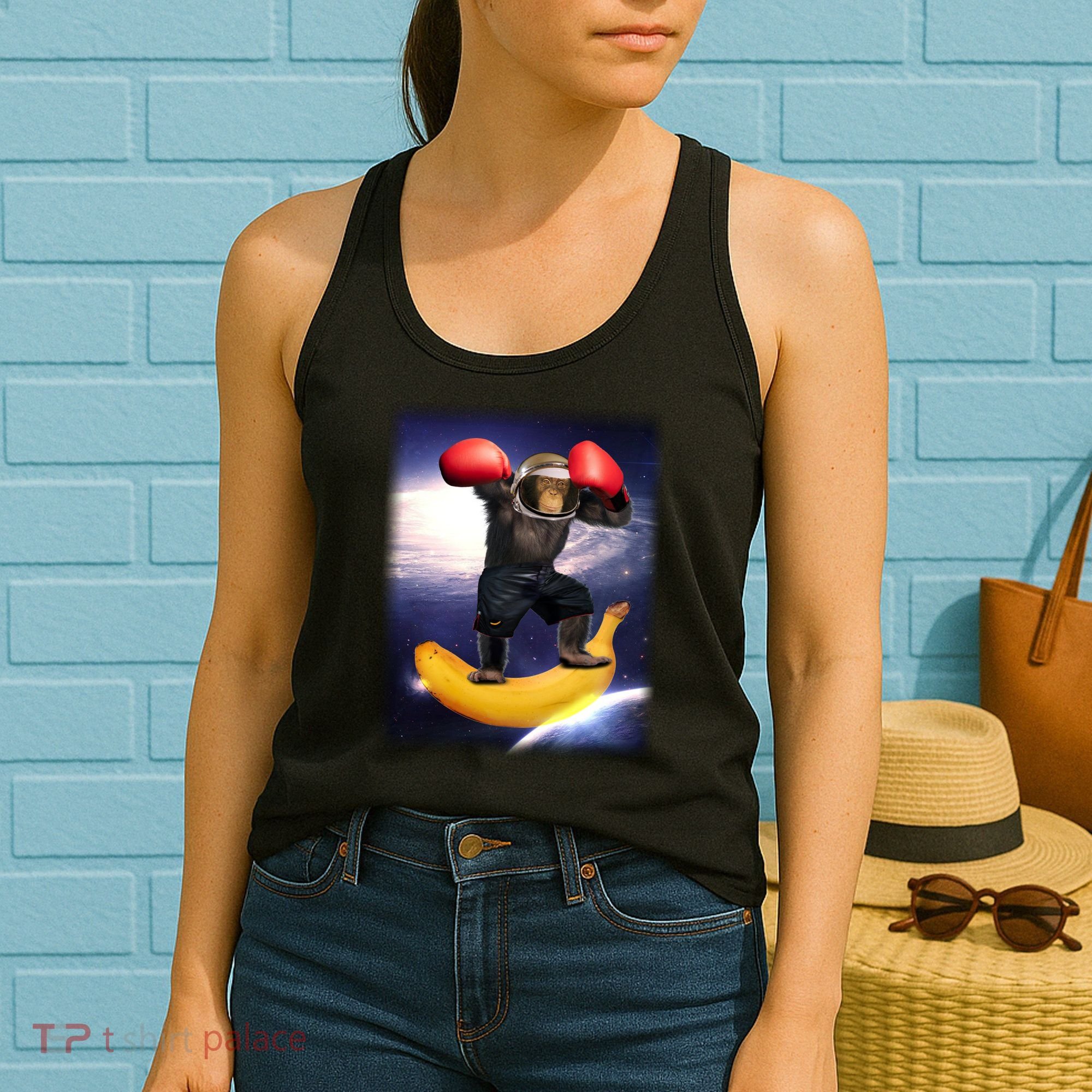 Astronaut Monkey Boxing In Space Women's Tank Top