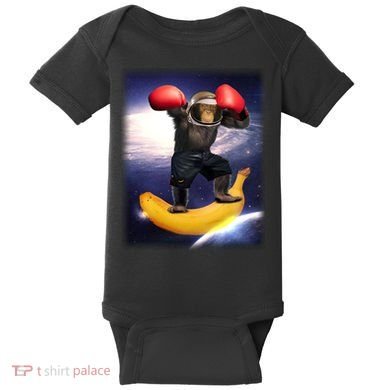Astronaut Monkey Boxing In Space Baby Bodysuit