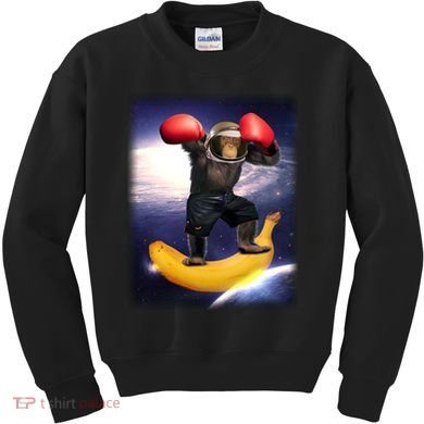 Astronaut Monkey Boxing In Space Kids Sweatshirt