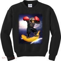 Astronaut Monkey Boxing In Space Kids Sweatshirt thumb 0