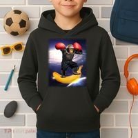 Astronaut Monkey Boxing In Space Kids Hoodie thumb 2