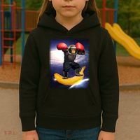 Astronaut Monkey Boxing In Space Kids Hoodie thumb 3