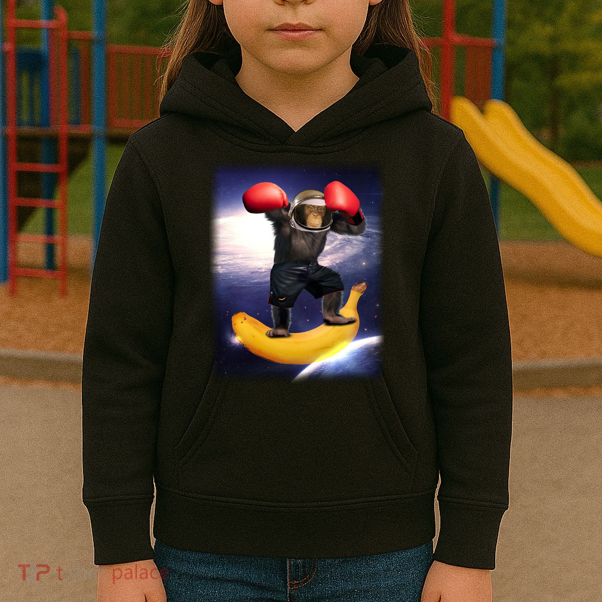 Astronaut Monkey Boxing In Space Kids Hoodie