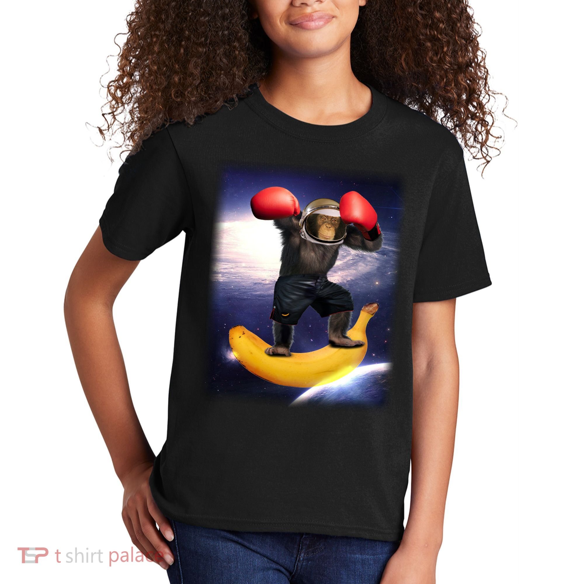 Astronaut Monkey Boxing In Space Kids T-Shirt